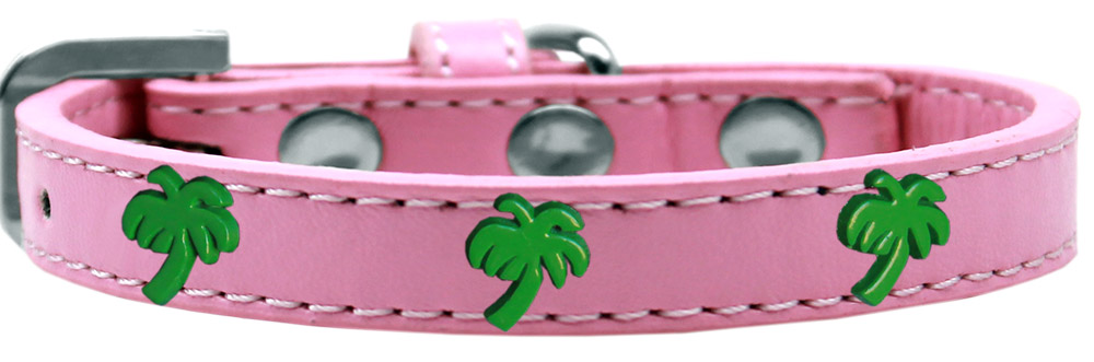Green Palm Tree Widget Dog Collar Light Pink Size 10